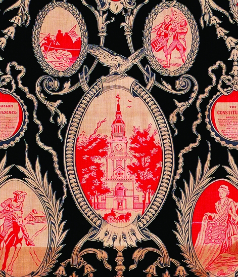 Amory, Browne & Co. (American fabric manufacturer), Independence Dress Fabric (detail), 1926, printed cotton plain weave. Gift of Kate Fowler Merle Smith, 1978.